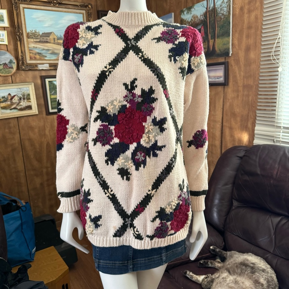 Vintage Cotton Boho Cottagecore Granny Sweater
